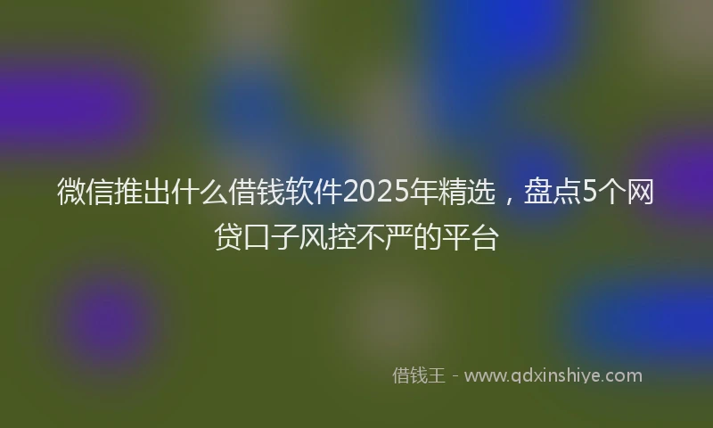 微信推出什么借钱软件2025年精选，盘点5个网贷口子风控不严的平台