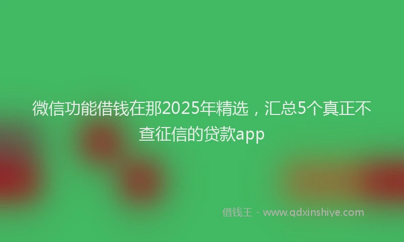 微信功能借钱在那2025年精选，汇总5个真正不查征信的贷款app