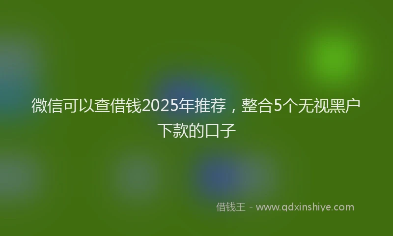 微信可以查借钱2025年推荐，整合5个无视黑户下款的口子
