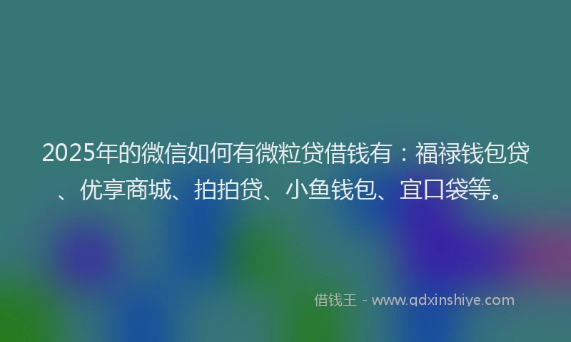 2025年的微信如何有微粒贷借钱有：福禄钱包贷、优享商城、拍拍贷、小鱼钱包、宜口袋等。