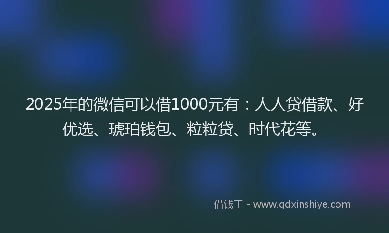2025年的微信可以借1000元有：人人贷借款、好优选、琥珀钱包、粒粒贷、时代花等。