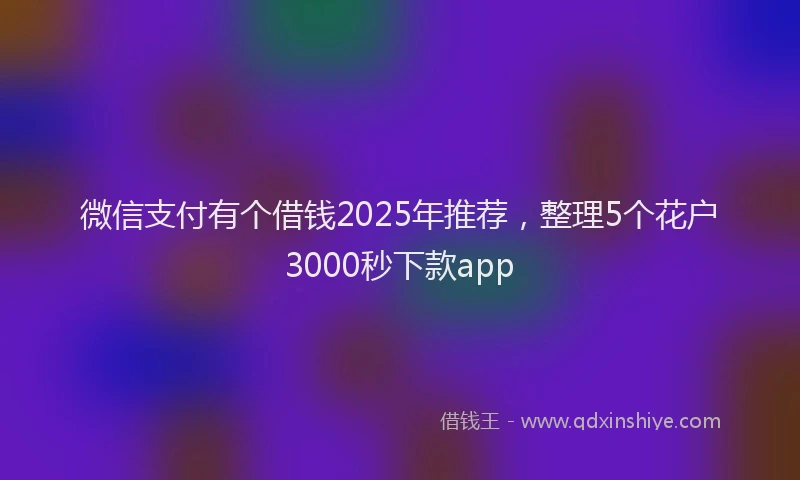 微信支付有个借钱2025年推荐，整理5个花户3000秒下款app
