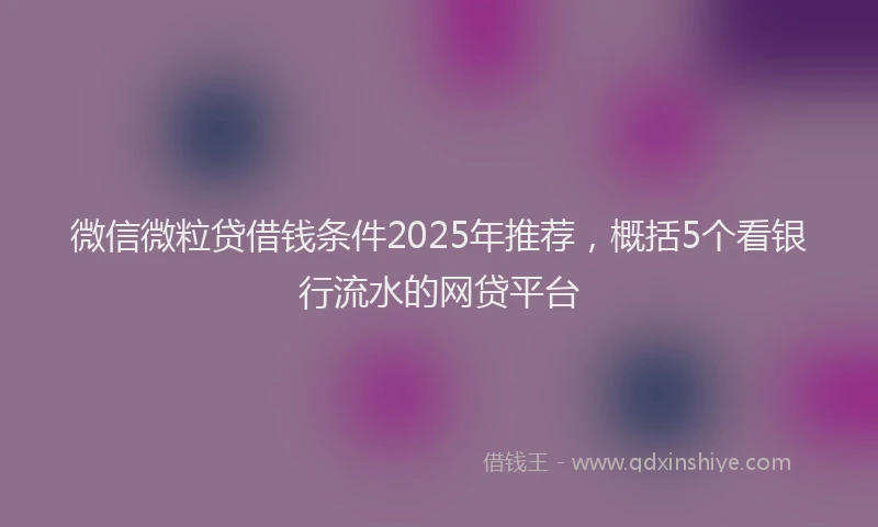 微信微粒贷借钱条件2025年推荐，概括5个看银行流水的网贷平台