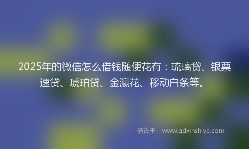 2025年的微信怎么借钱随便花有：琉璃贷、银票速贷、琥珀贷、金瀛花、移动白条等。