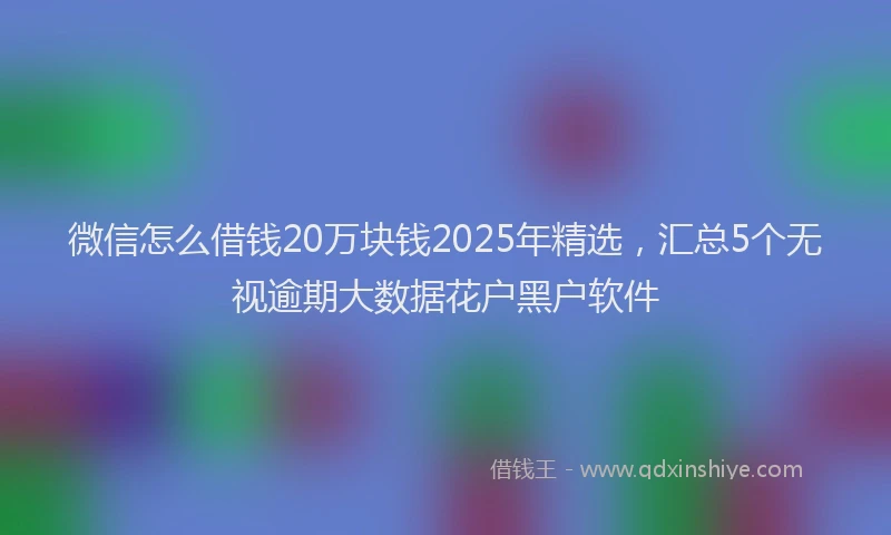 微信怎么借钱20万块钱2025年精选，汇总5个无视逾期大数据花户黑户软件