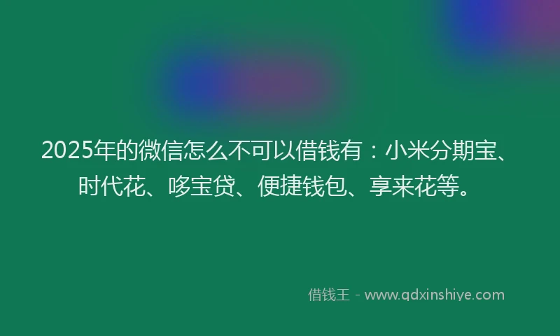 2025年的微信怎么不可以借钱有：小米分期宝、时代花、哆宝贷、便捷钱包、享来花等。