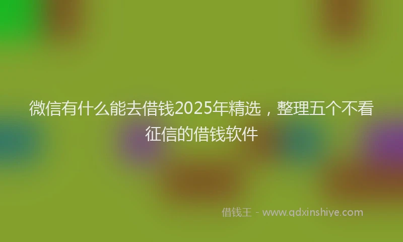 微信有什么能去借钱2025年精选，整理五个不看征信的借钱软件