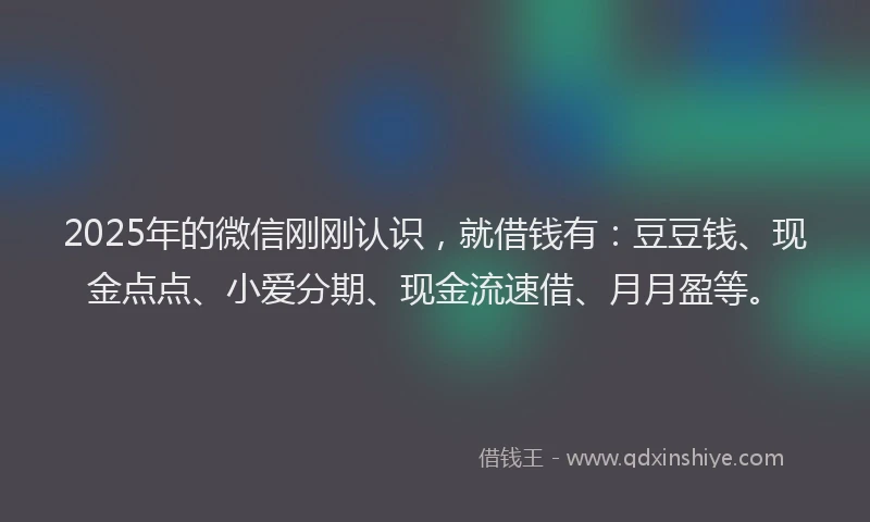 2025年的微信刚刚认识，就借钱有：豆豆钱、现金点点、小爱分期、现金流速借、月月盈等。
