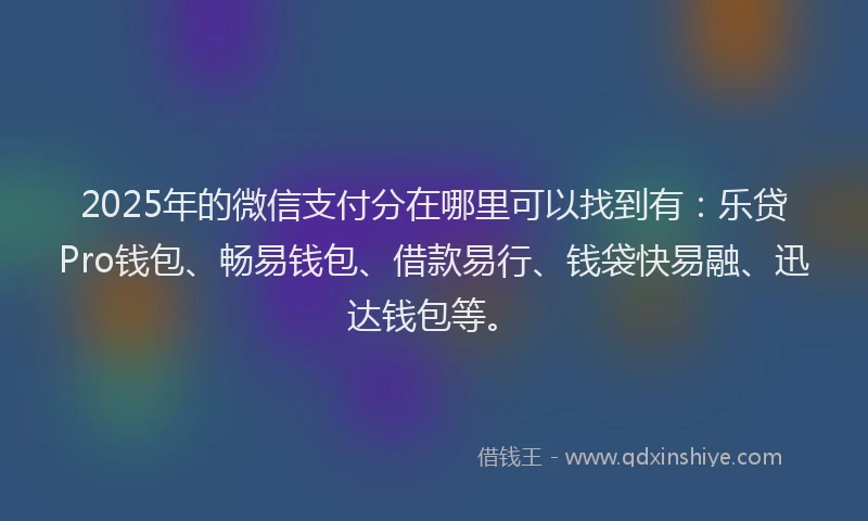2025年的微信支付分在哪里可以找到有：乐贷Pro钱包、畅易钱包、借款易行、钱袋快易融、迅达钱包等。