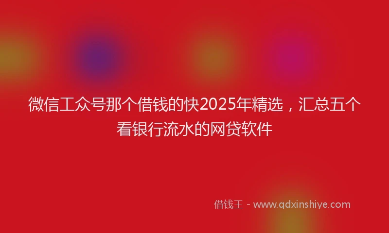 微信工众号那个借钱的快2025年精选，汇总五个看银行流水的网贷软件