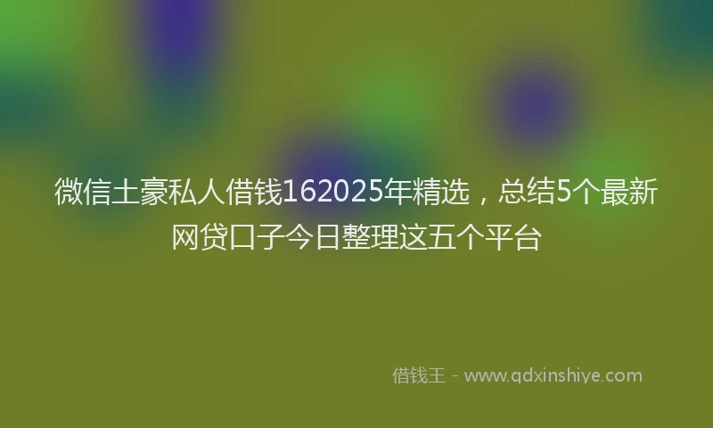 微信土豪私人借钱162025年精选，总结5个最新网贷口子今日整理这五个平台