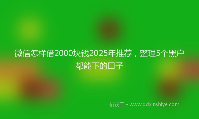 微信怎样借2000块钱2025年推荐，整理5个黑户都能下的口子
