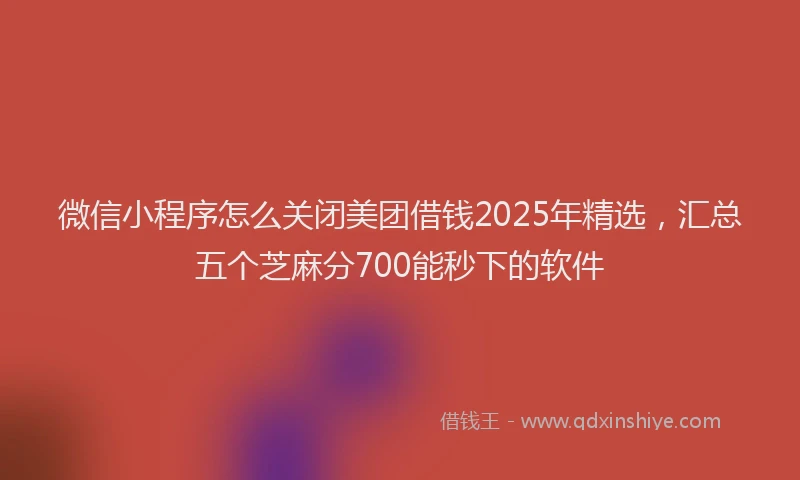 微信小程序怎么关闭美团借钱2025年精选，汇总五个芝麻分700能秒下的软件