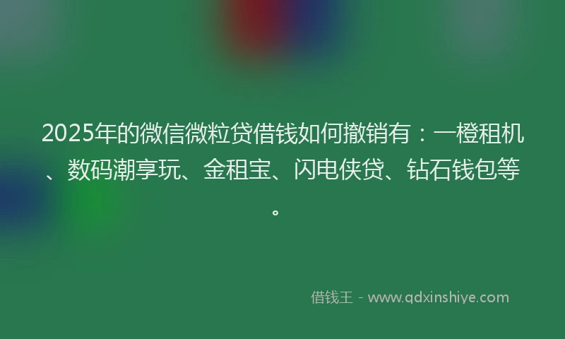 2025年的微信微粒贷借钱如何撤销有：一橙租机、数码潮享玩、金租宝、闪电侠贷、钻石钱包等。