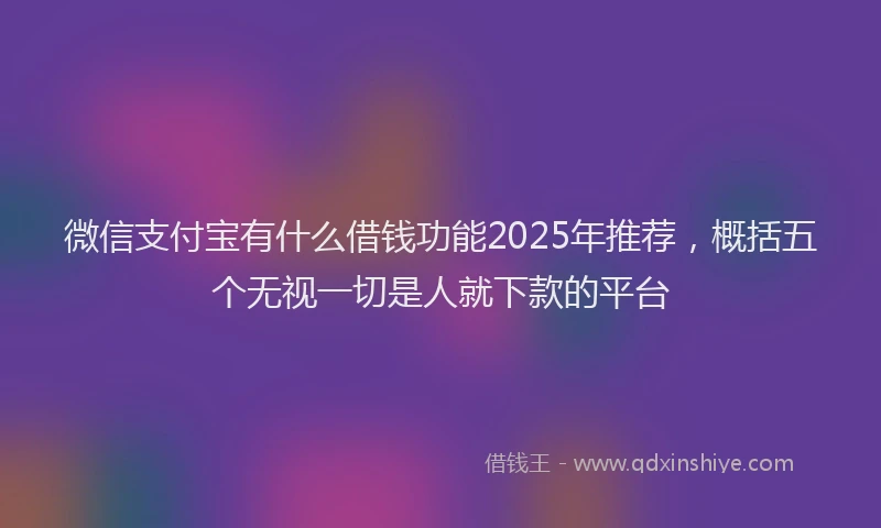 微信支付宝有什么借钱功能2025年推荐，概括五个无视一切是人就下款的平台