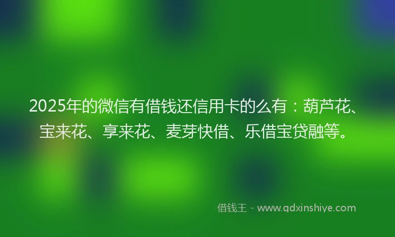 2025年的微信有借钱还信用卡的么有：葫芦花、宝来花、享来花、麦芽快借、乐借宝贷融等。