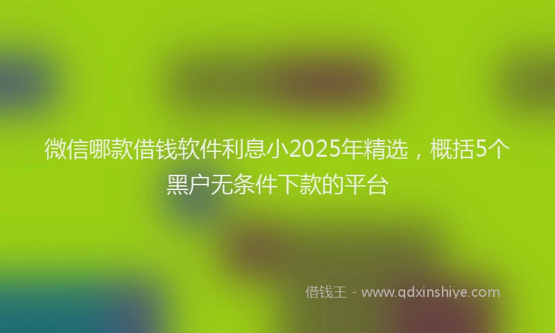 微信哪款借钱软件利息小2025年精选，概括5个黑户无条件下款的平台