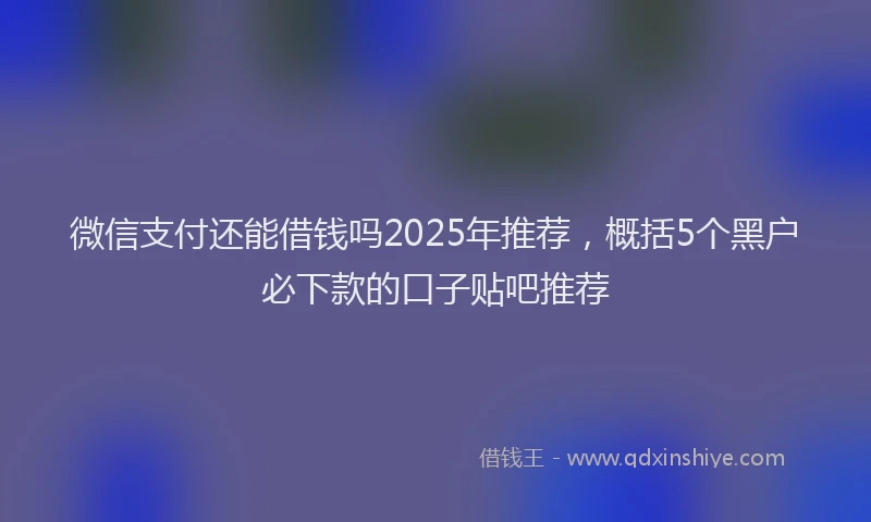 微信支付还能借钱吗2025年推荐，概括5个黑户必下款的口子贴吧推荐