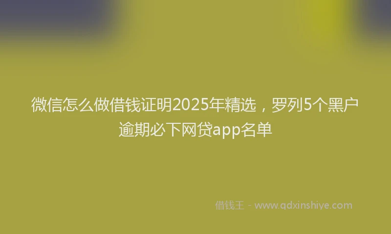 微信怎么做借钱证明2025年精选，罗列5个黑户逾期必下网贷app名单