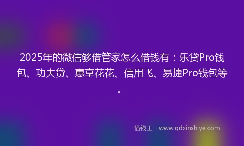 2025年的微信够借管家怎么借钱有：乐贷Pro钱包、功夫贷、惠享花花、信用飞、易捷Pro钱包等。