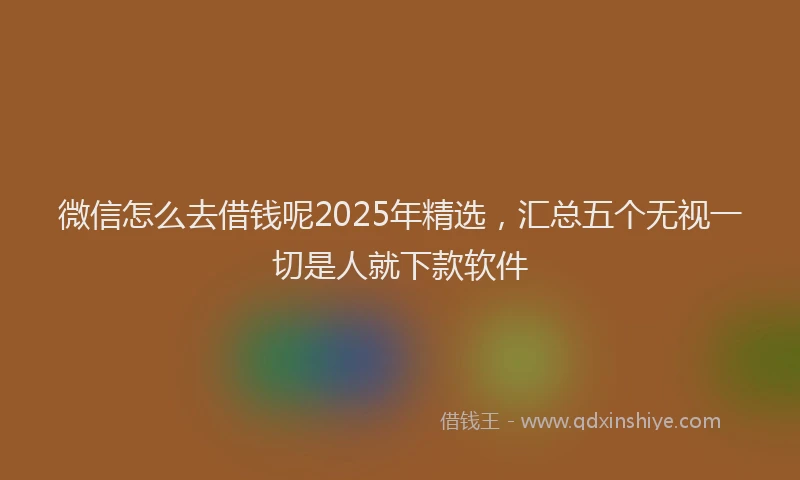 微信怎么去借钱呢2025年精选，汇总五个无视一切是人就下款软件