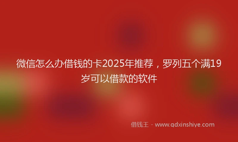 微信怎么办借钱的卡2025年推荐，罗列五个满19岁可以借款的软件