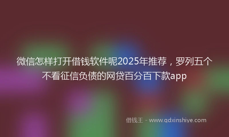 微信怎样打开借钱软件呢2025年推荐，罗列五个不看征信负债的网贷百分百下款app