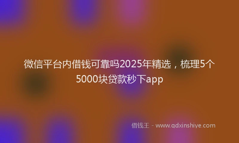 微信平台内借钱可靠吗2025年精选，梳理5个5000块贷款秒下app
