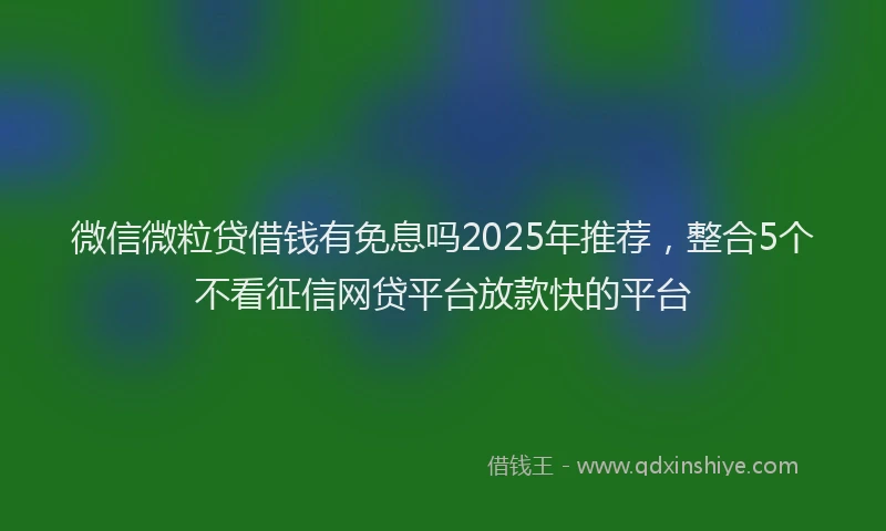 微信微粒贷借钱有免息吗2025年推荐，整合5个不看征信网贷平台放款快的平台