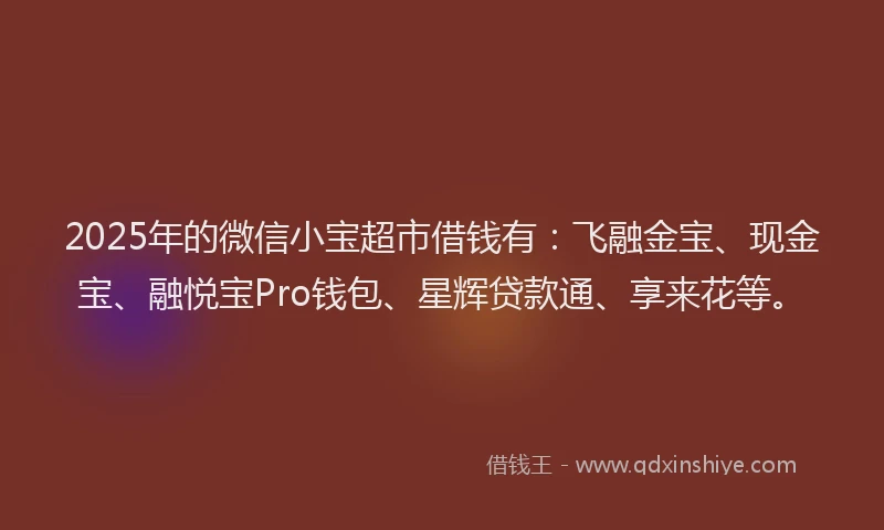 2025年的微信小宝超市借钱有：飞融金宝、现金宝、融悦宝Pro钱包、星辉贷款通、享来花等。