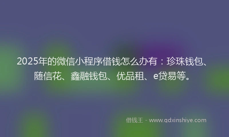 2025年的微信小程序借钱怎么办有：珍珠钱包、随信花、鑫融钱包、优品租、e贷易等。