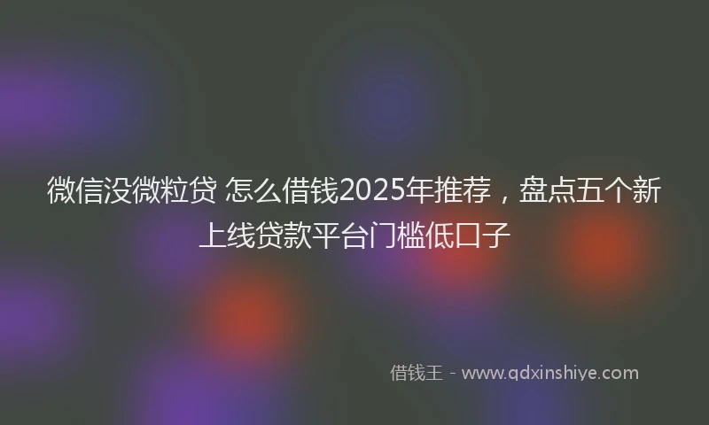 微信没微粒贷 怎么借钱2025年推荐，盘点五个新上线贷款平台门槛低口子
