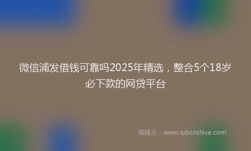 微信浦发借钱可靠吗2025年精选，整合5个18岁必下款的网贷平台
