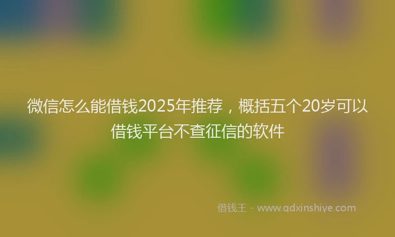 微信怎么能借钱2025年推荐，概括五个20岁可以借钱平台不查征信的软件