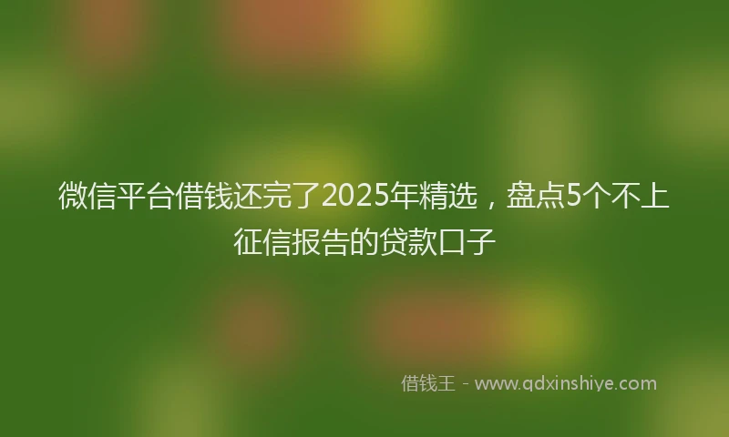 微信平台借钱还完了2025年精选，盘点5个不上征信报告的贷款口子