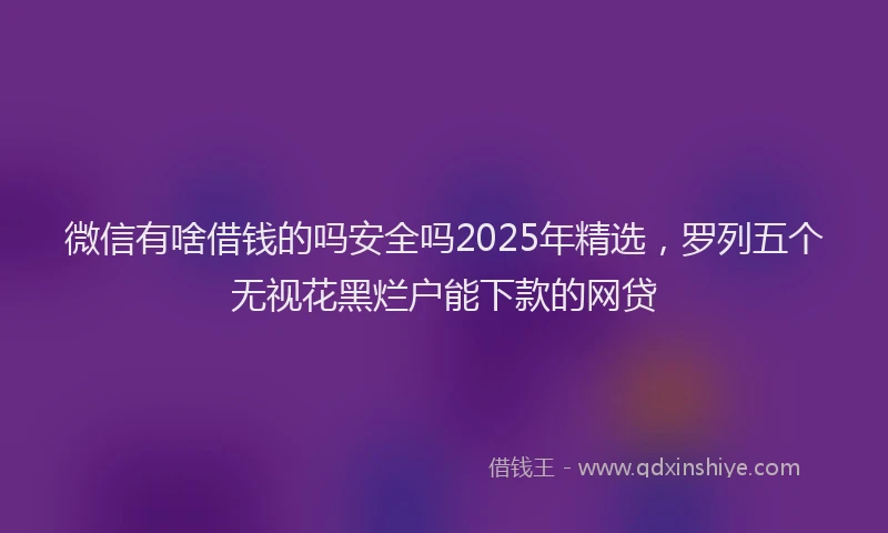 微信有啥借钱的吗安全吗2025年精选，罗列五个无视花黑烂户能下款的网贷