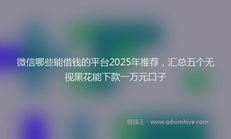 微信哪些能借钱的平台2025年推荐，汇总五个无视黑花能下款一万元口子