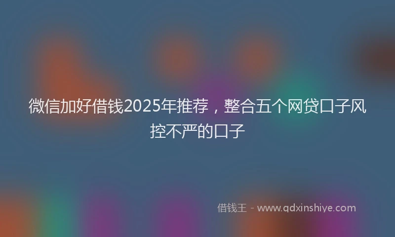 微信加好借钱2025年推荐，整合五个网贷口子风控不严的口子