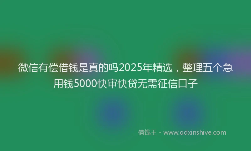 微信有偿借钱是真的吗2025年精选，整理五个急用钱5000快审快贷无需征信口子