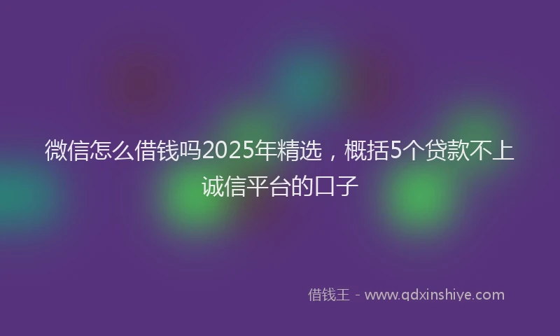 微信怎么借钱吗2025年精选，概括5个贷款不上诚信平台的口子