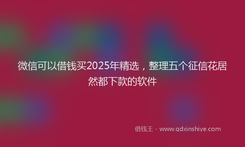 微信可以借钱买2025年精选，整理五个征信花居然都下款的软件
