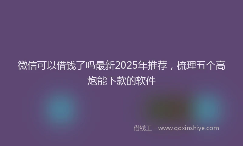 微信可以借钱了吗最新2025年推荐，梳理五个高炮能下款的软件