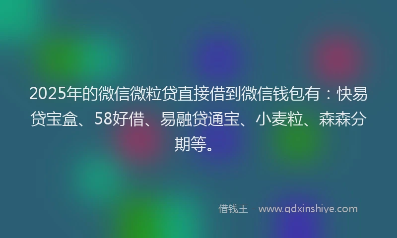 2025年的微信微粒贷直接借到微信钱包有：快易贷宝盒、58好借、易融贷通宝、小麦粒、森森分期等。