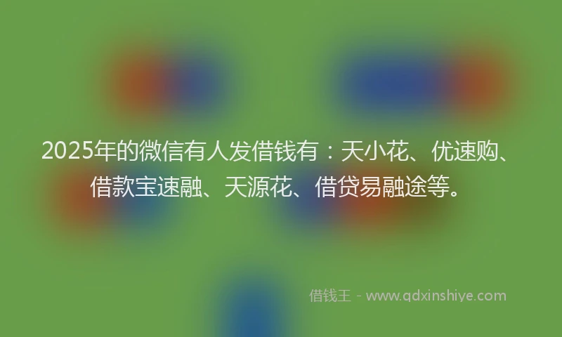 2025年的微信有人发借钱有：天小花、优速购、借款宝速融、天源花、借贷易融途等。