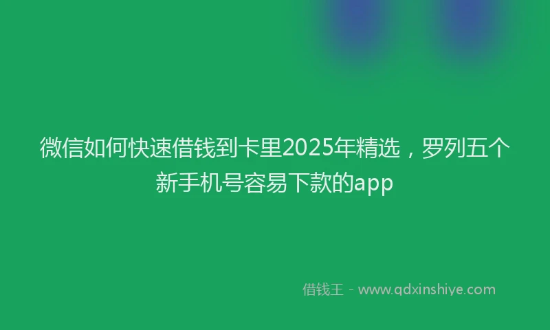 微信如何快速借钱到卡里2025年精选，罗列五个新手机号容易下款的app