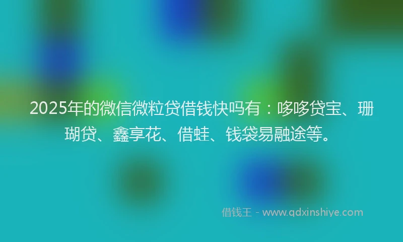 2025年的微信微粒贷借钱快吗有：哆哆贷宝、珊瑚贷、鑫享花、借蛙、钱袋易融途等。