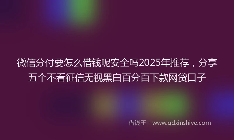 微信分付要怎么借钱呢安全吗2025年推荐，分享五个不看征信无视黑白百分百下款网贷口子
