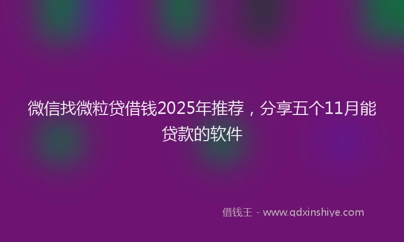 微信找微粒贷借钱2025年推荐，分享五个11月能贷款的软件