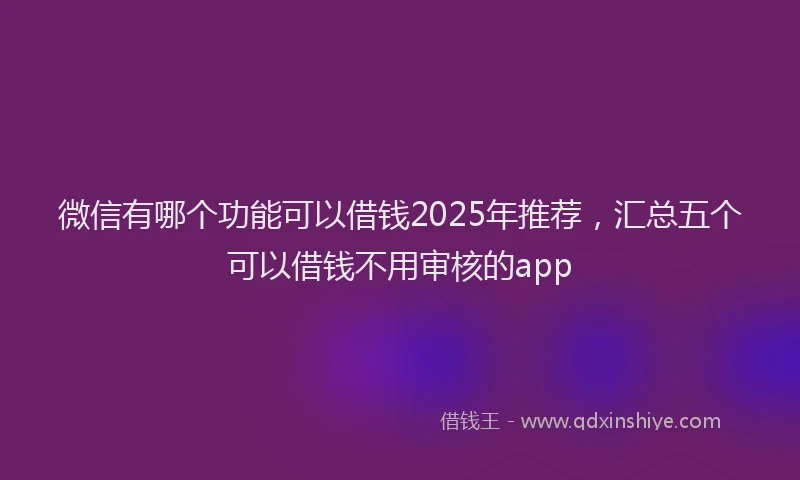 微信有哪个功能可以借钱2025年推荐，汇总五个可以借钱不用审核的app