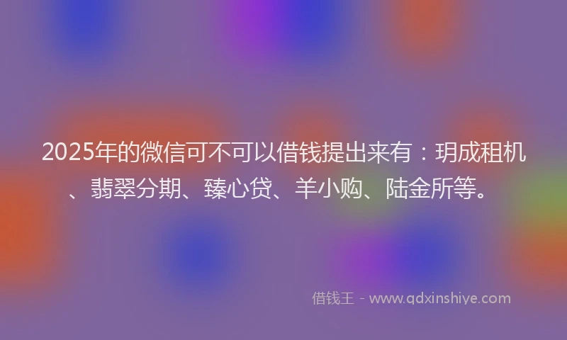 2025年的微信可不可以借钱提出来有：玥成租机、翡翠分期、臻心贷、羊小购、陆金所等。